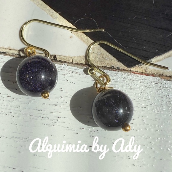 Alquimia Gold and Blue Earrings - Picture 1 of 1